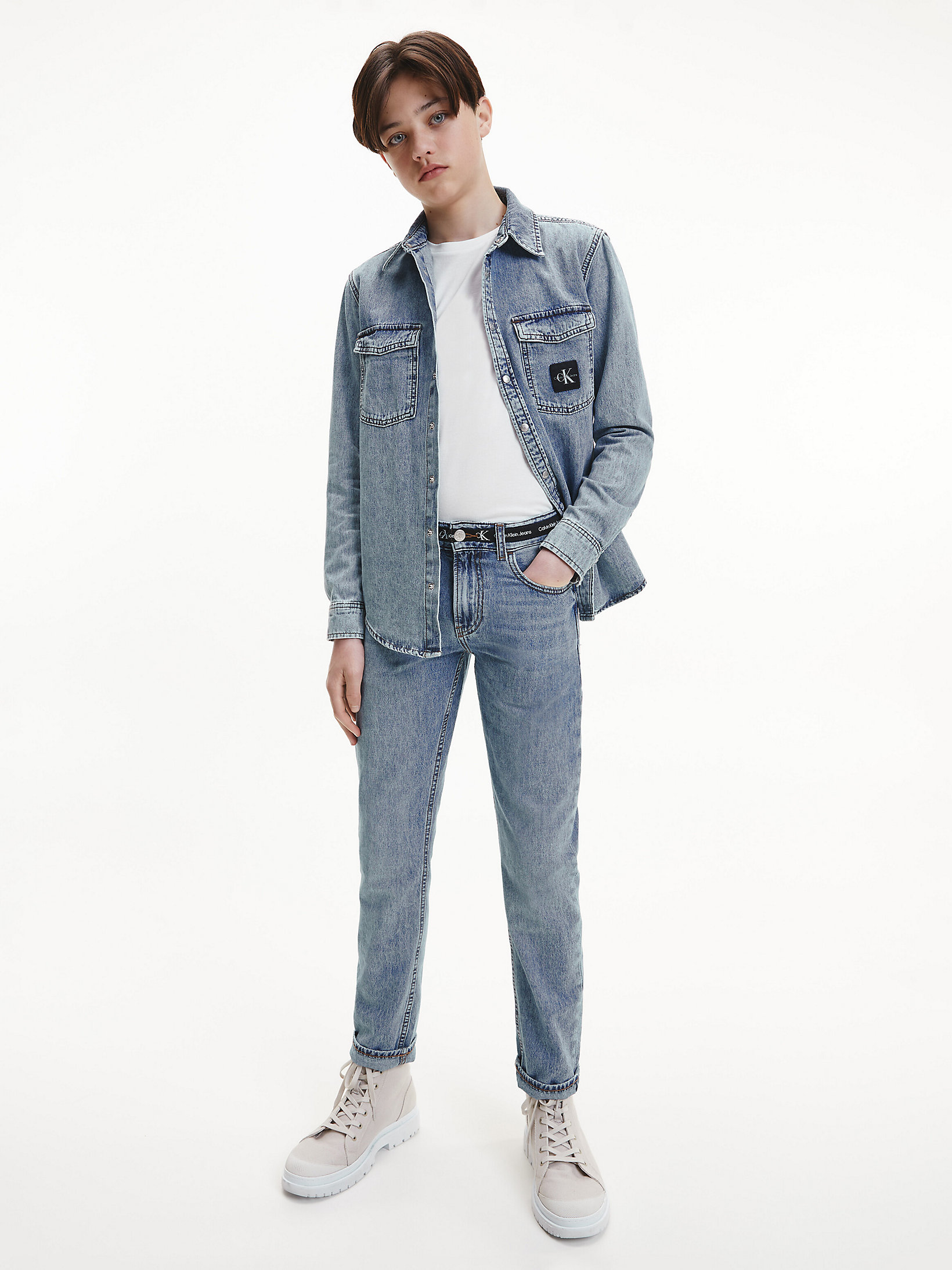 Jeans straight con Logo Tape Calvin Klein Bambino Abbigliamento Pantaloni e jeans Jeans Jeans straight 