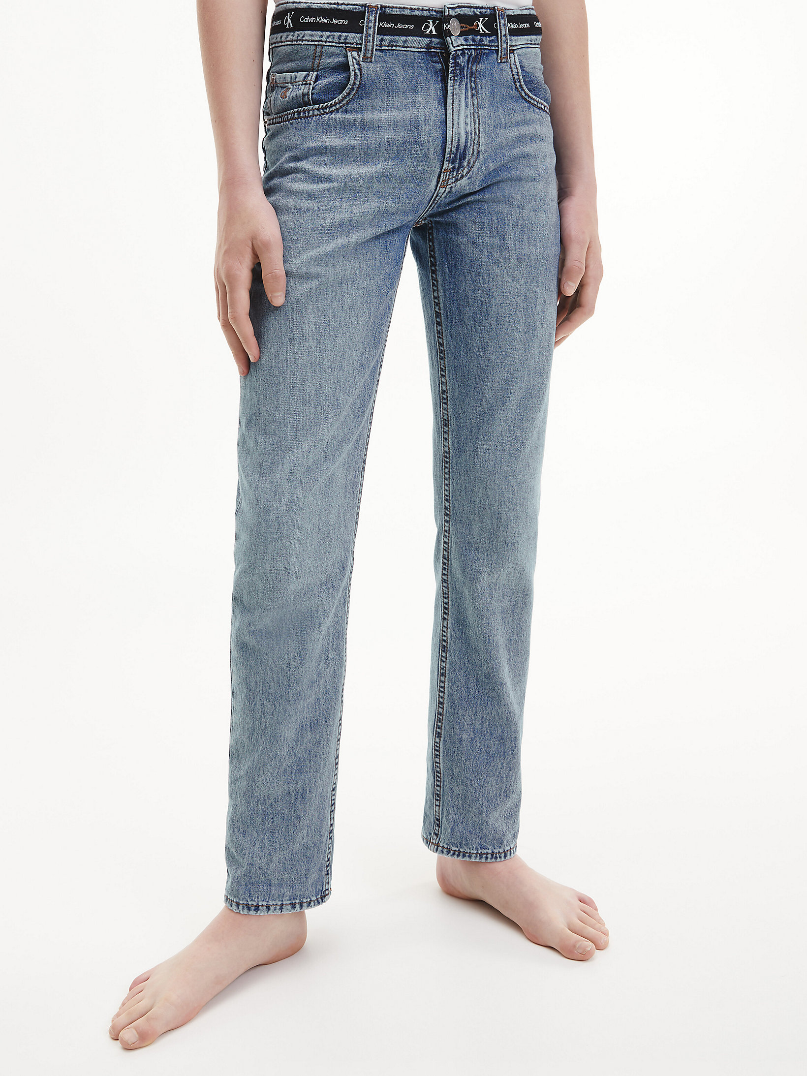 Jeans straight con Logo Tape Calvin Klein Bambino Abbigliamento Pantaloni e jeans Jeans Jeans straight 