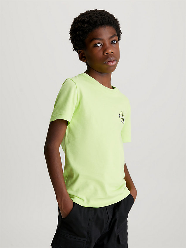 green t-shirt z monogramem dla chłopcy - calvin klein jeans