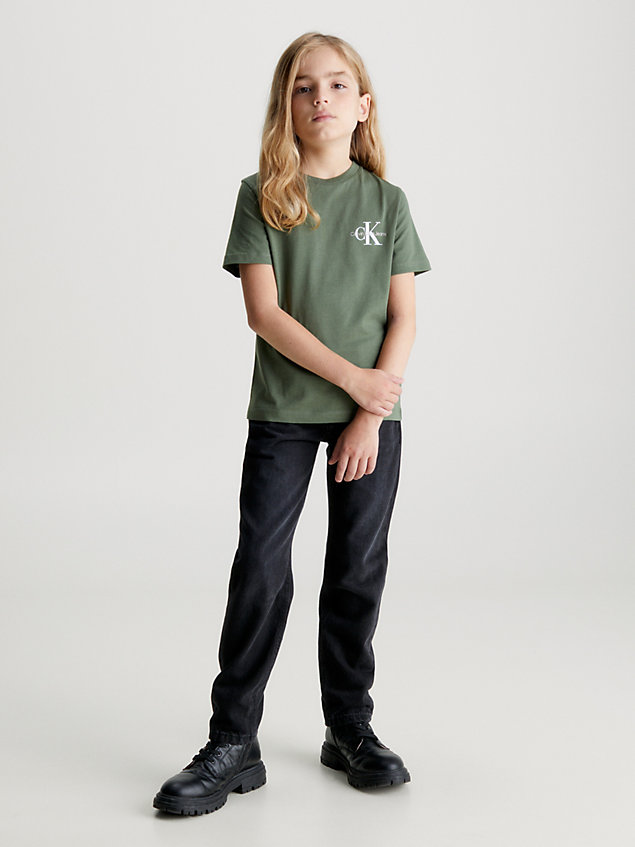 green cotton logo t-shirt for boys calvin klein jeans