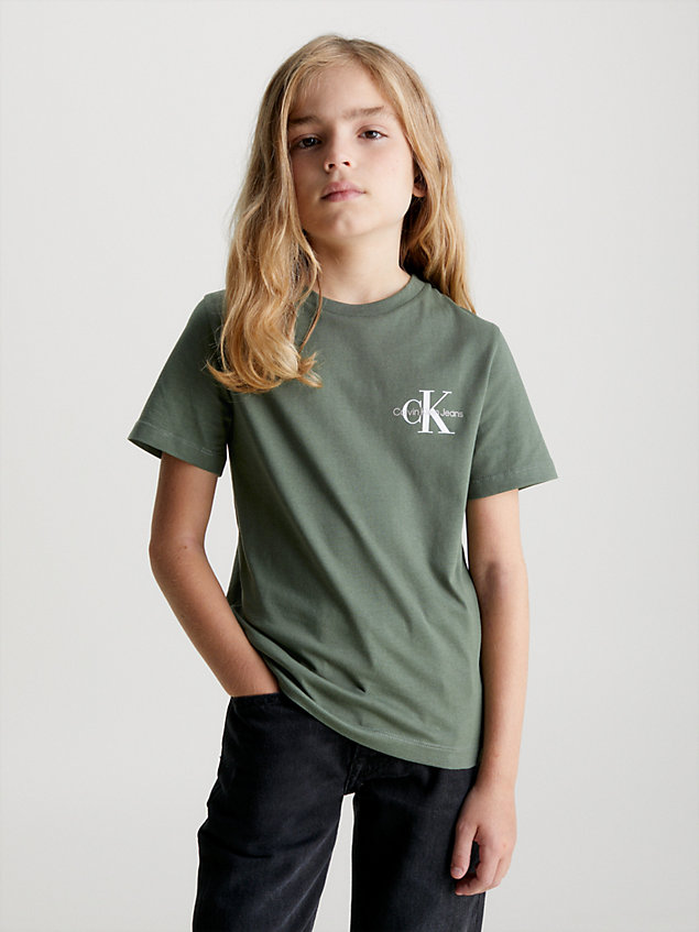 camiseta de algodón con logo green de nino calvin klein jeans