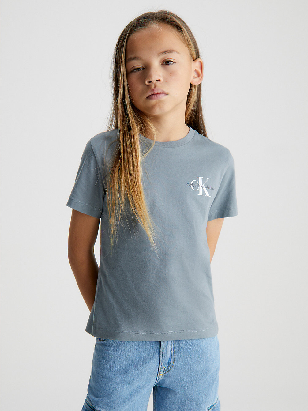 T-Shirt In Cotone Biologico > OVERCAST GREY > undefined bambino > Calvin Klein