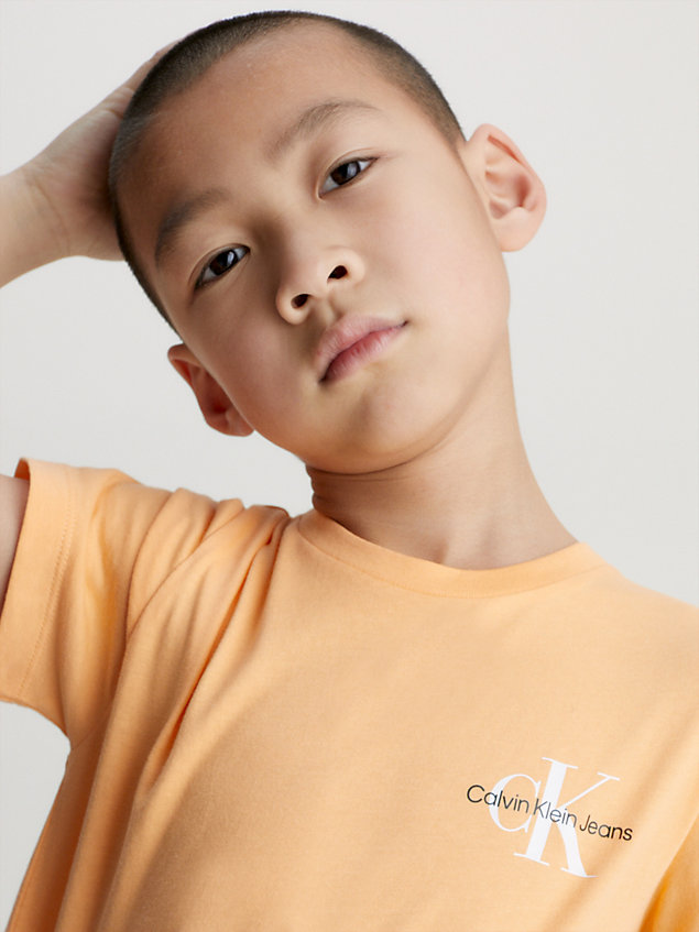 orange logo-t-shirt aus baumwolle für jungen - calvin klein jeans