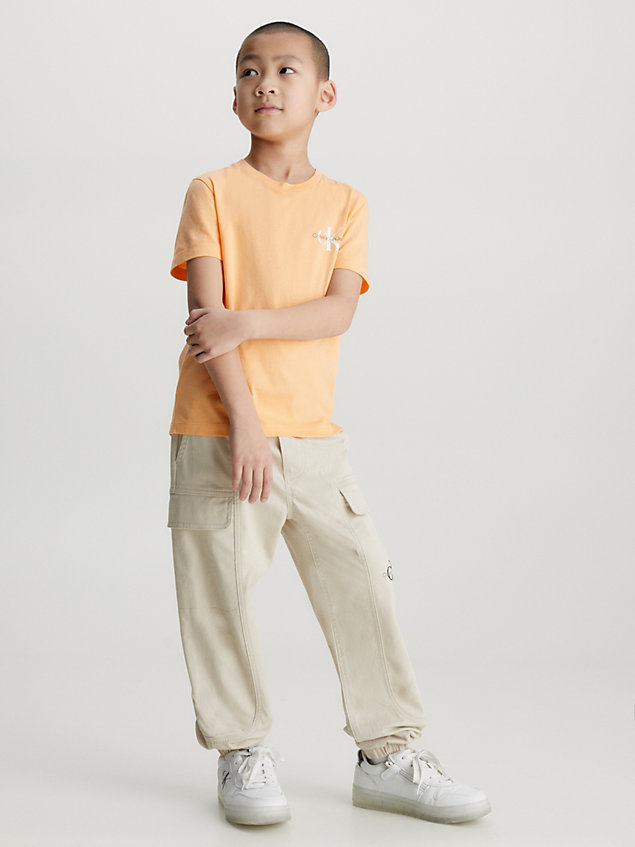 orange bawełniany t-shirt z logo dla boys - calvin klein jeans