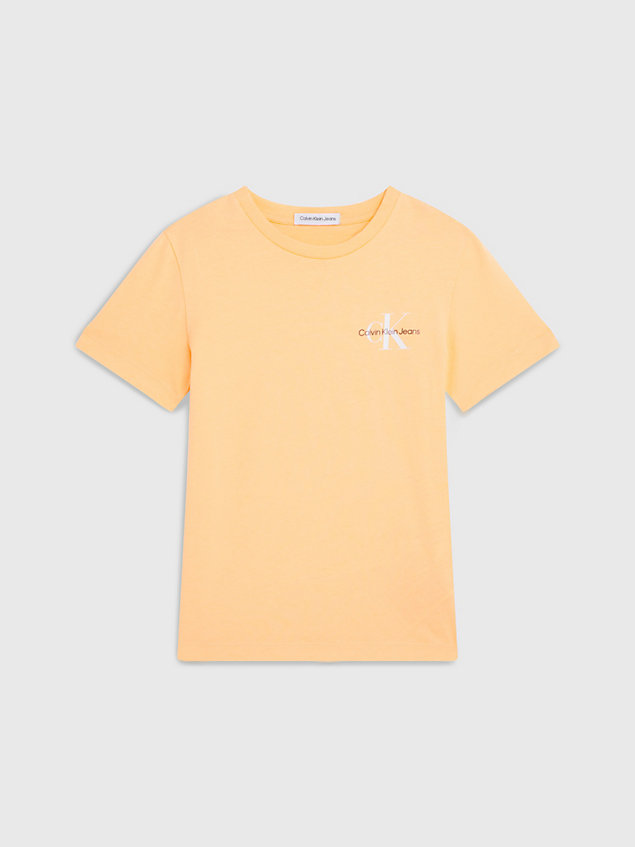 t-shirt con logo in cotone orange da bambino calvin klein jeans
