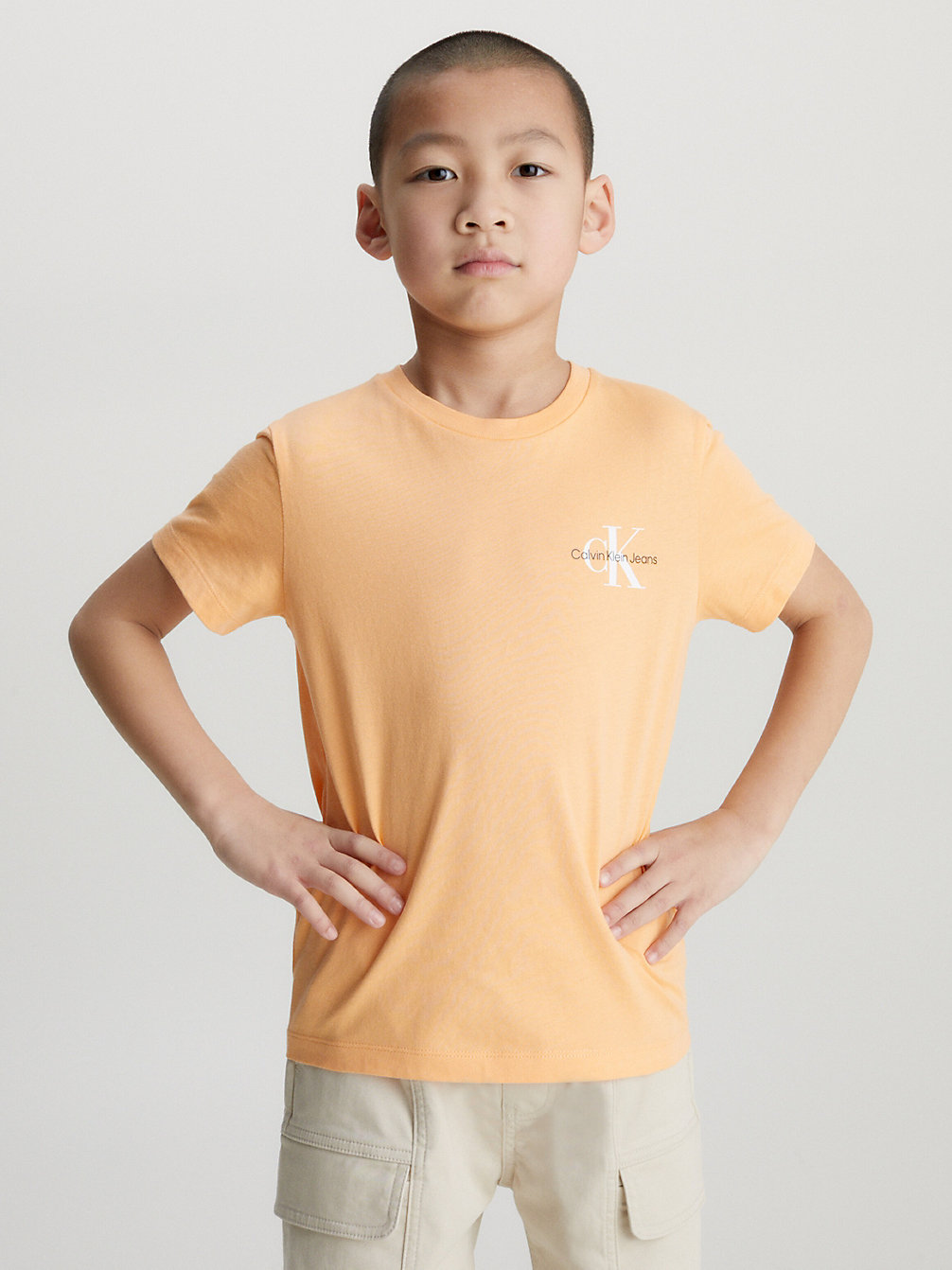 CRUSHED ORANGE Organic Cotton T-Shirt undefined boys Calvin Klein