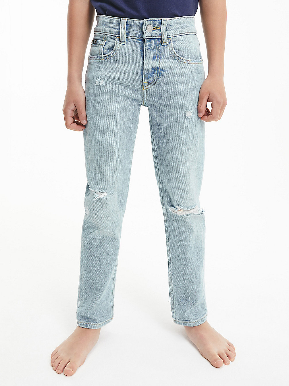 DESTROY LIGHT BLUE Mid Rise Straight Ripped Jeans undefined boys Calvin Klein