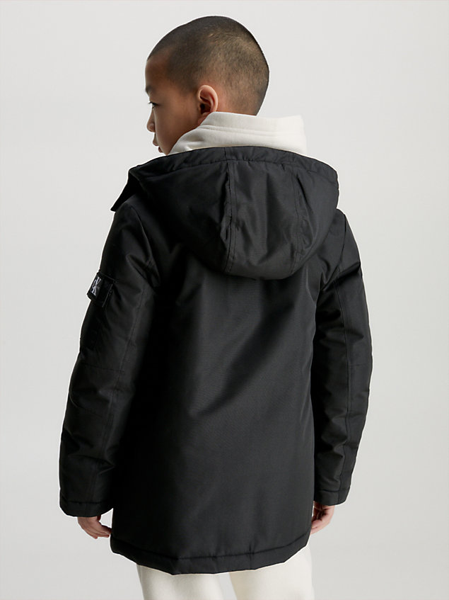 black recycled polyester parka jacket for boys calvin klein jeans