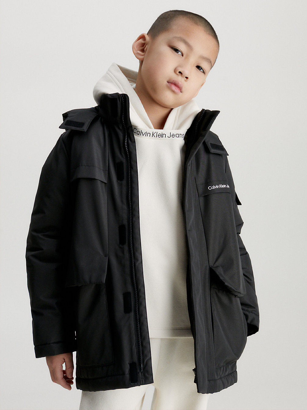CK BLACK / TWILIGHT INDIGO Recycled Polyester Parka Jacket undefined boys Calvin Klein