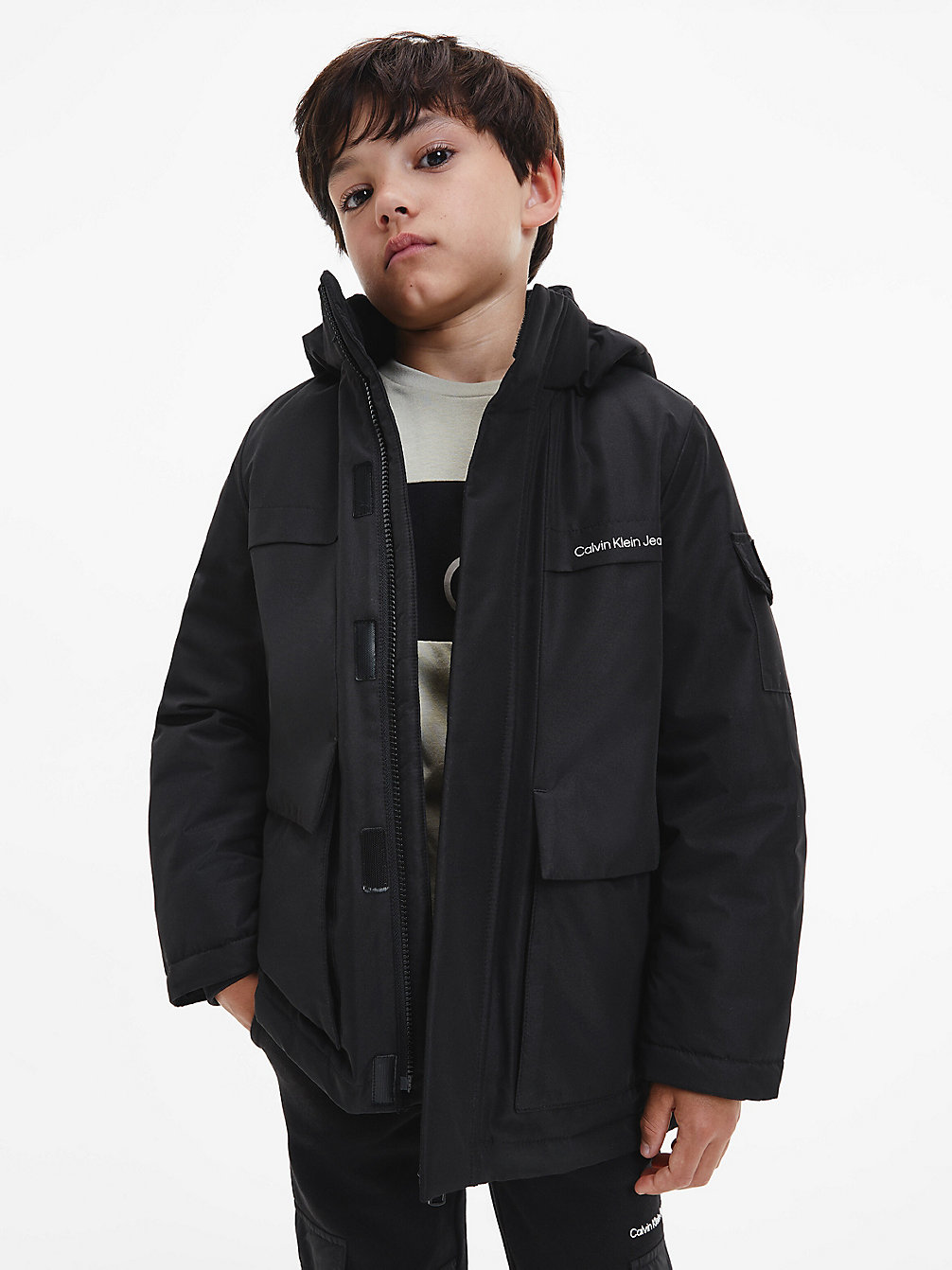 CK BLACK Recycled Polyester Parka Jacket undefined boys Calvin Klein