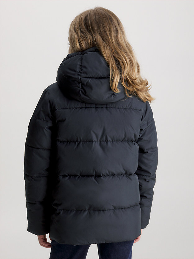 ck black hooded puffer jacket for boys calvin klein jeans