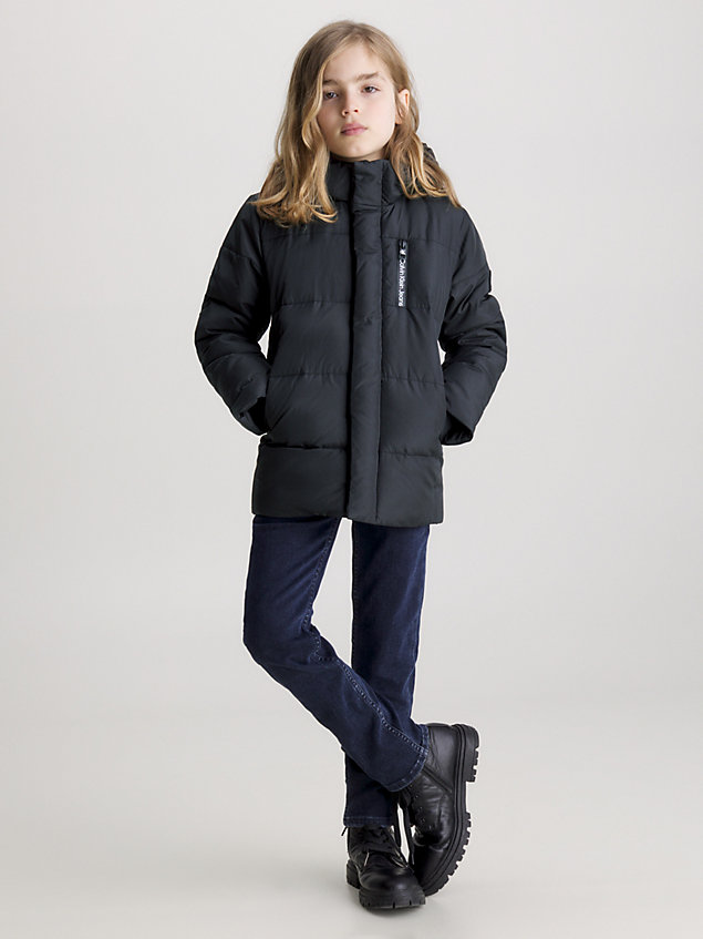 black kurtka puchowa z kapturem dla boys - calvin klein jeans