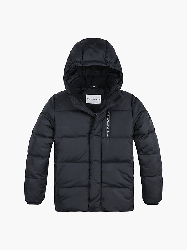 black hooded puffer jacket for boys calvin klein jeans