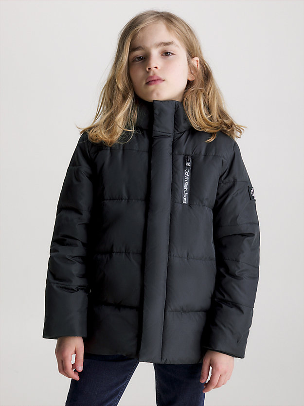ck black hooded puffer jacket for boys calvin klein jeans
