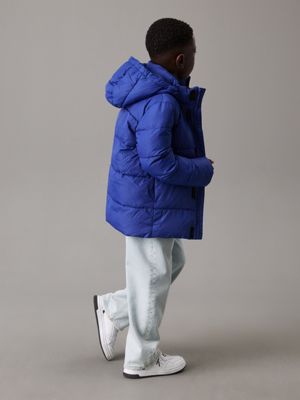 pigment blue hooded puffer jacket for boys calvin klein jeans