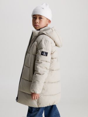 Calvin klein puffer hotsell coat with knit sleeves