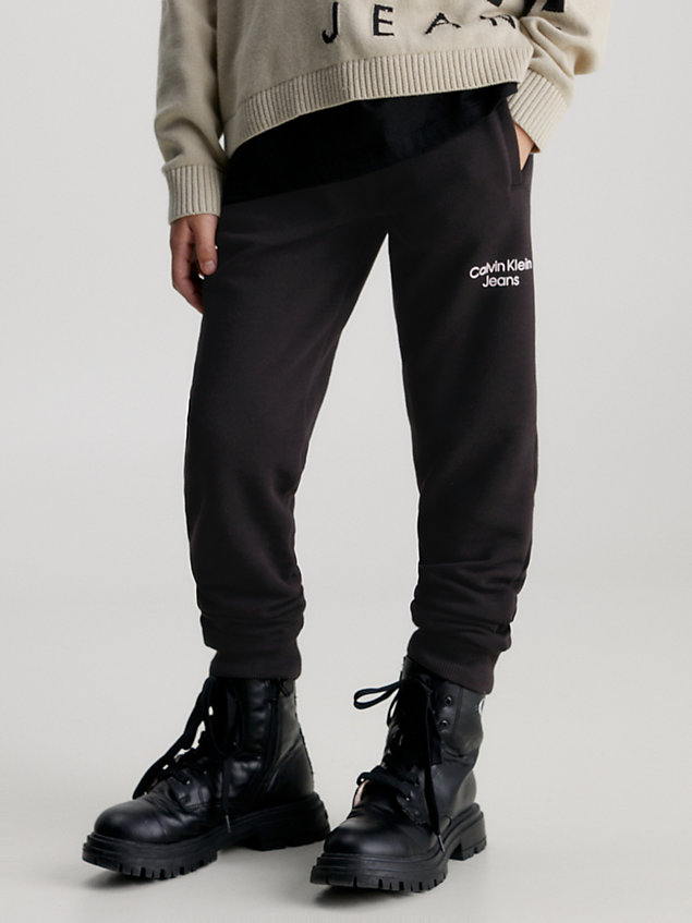 pantalon de jogging en tissu éponge de coton black pour garcons calvin klein jeans
