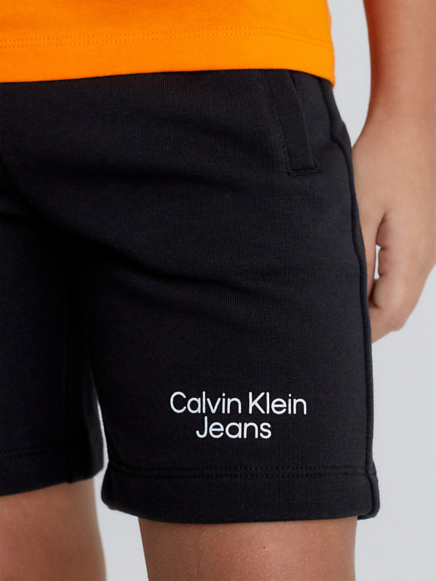 black slim fit logo-jogging-shorts für boys - calvin klein jeans