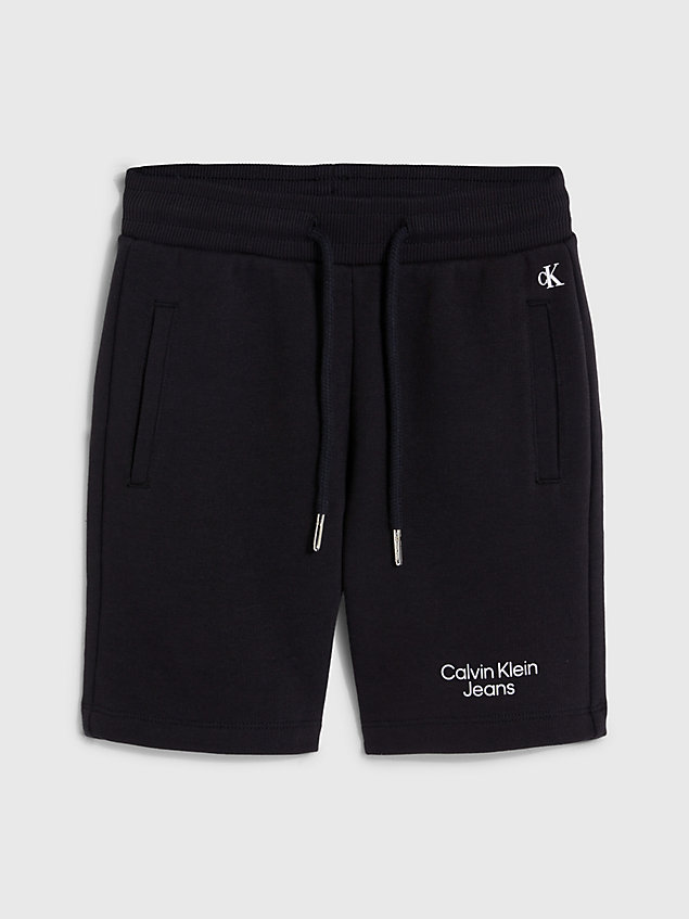 black slim fit logo-jogging-shorts für boys - calvin klein jeans