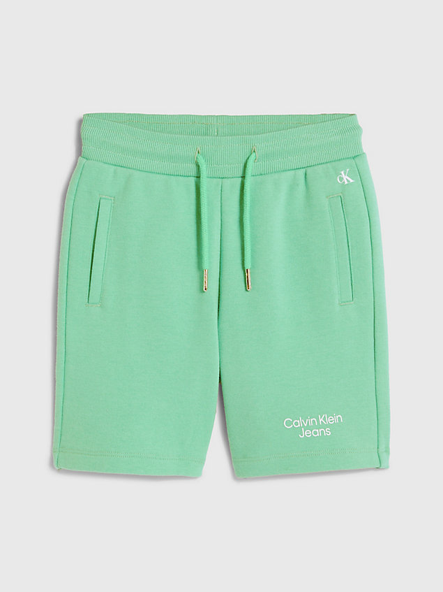 green slim fit logo-jogging-shorts für jungen - calvin klein jeans