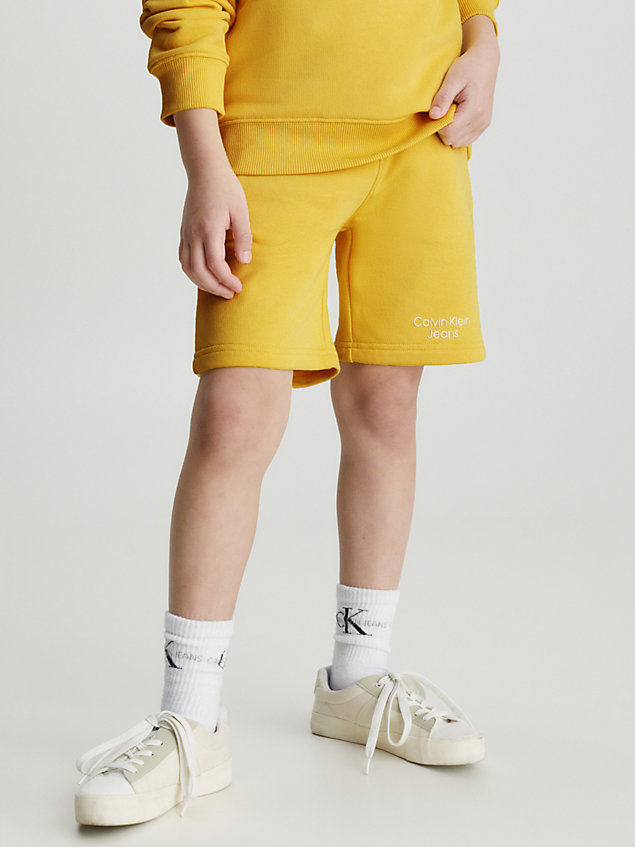 pantaloncini da tuta con logo aderenti yellow da bambino calvin klein jeans