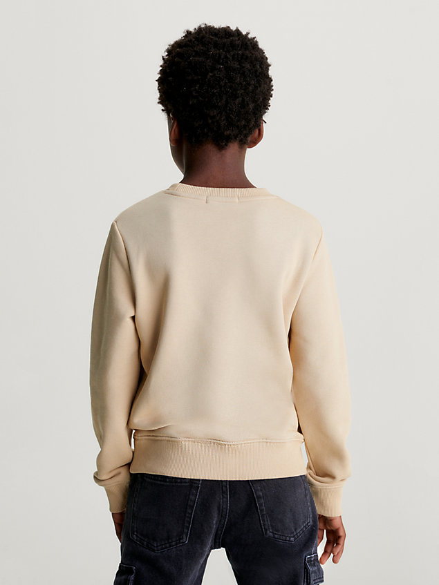 sweat-shirt avec logo beige pour boys calvin klein jeans