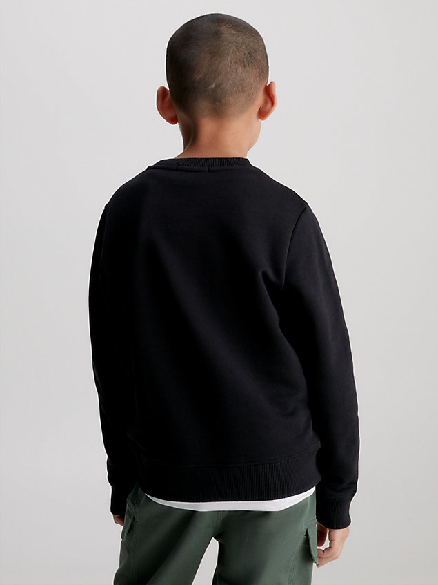 black cotton terry sweatshirt for boys calvin klein jeans