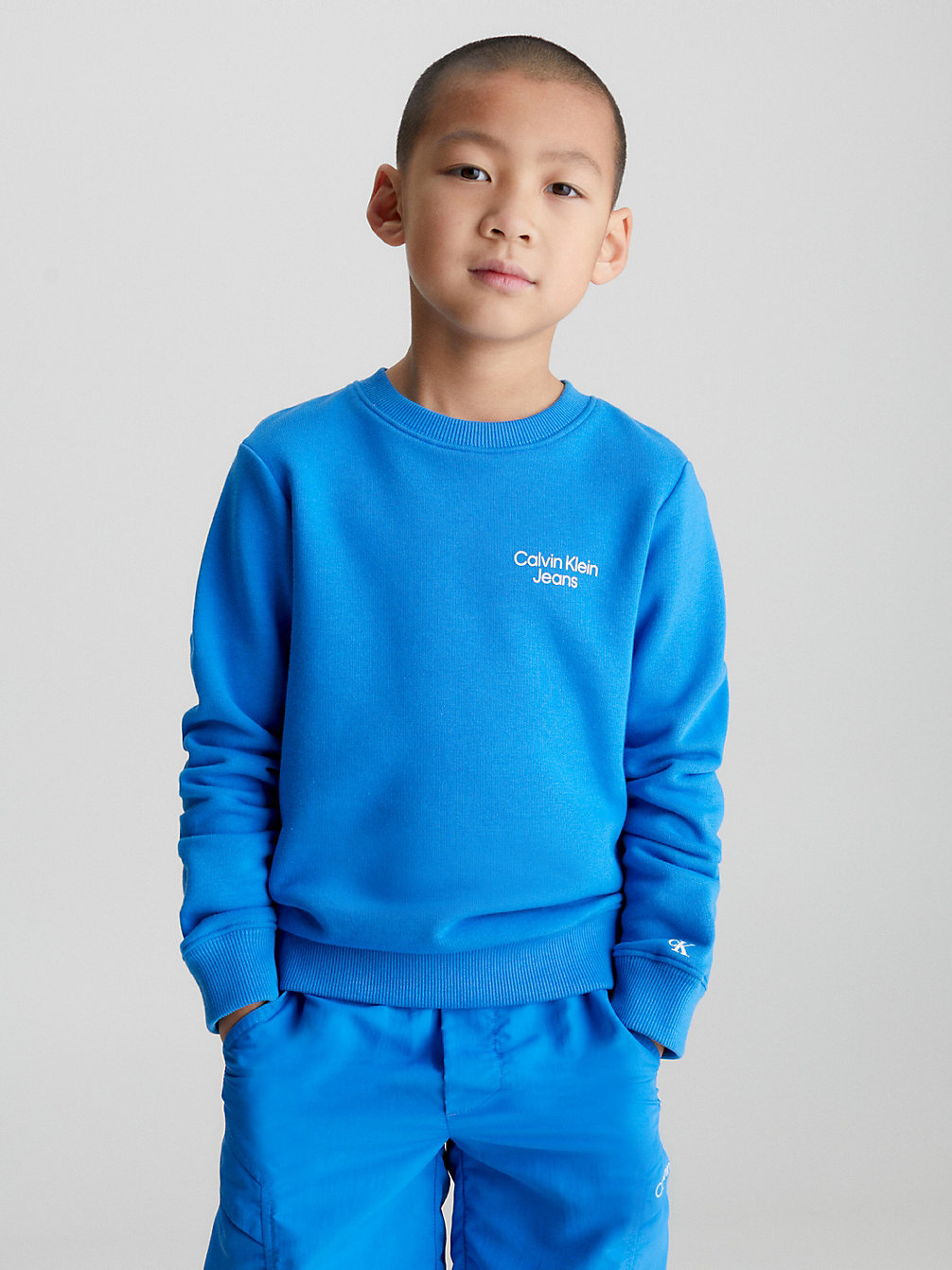 CORRIB RIVER BLUE Organic Cotton Logo Sweatshirt undefined boys Calvin Klein