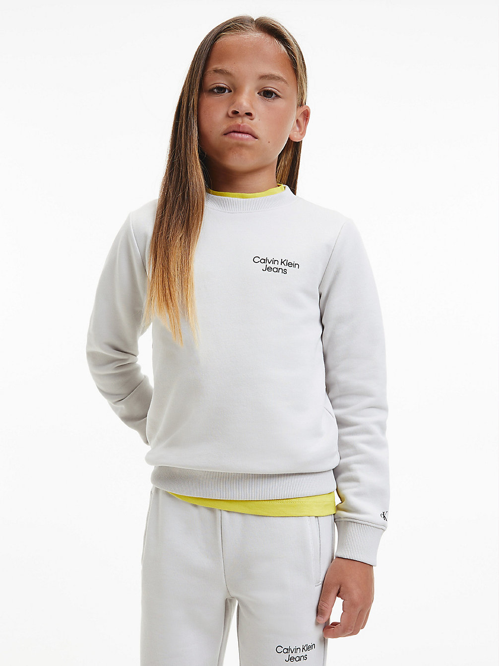 STONE GREY Organic Cotton Terry Sweatshirt undefined boys Calvin Klein