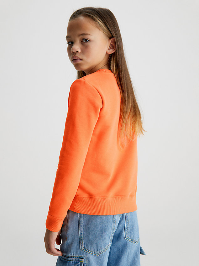 orange cotton terry sweatshirt for boys calvin klein jeans