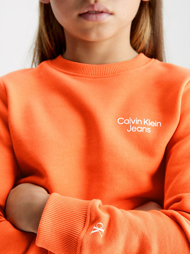 orange sweatshirt aus baumwoll-frottee für jungen - calvin klein jeans