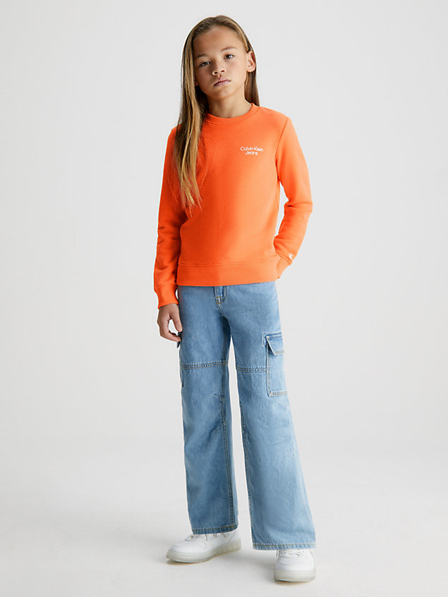 sweat-shirt en tissu éponge de coton orange pour garcons calvin klein jeans