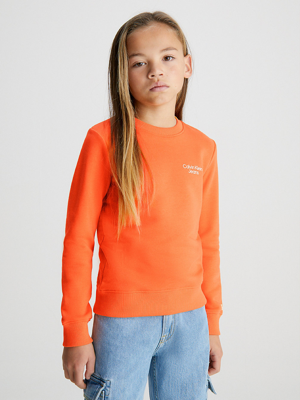 VIBRANT ORANGE Organic Cotton Logo Sweatshirt undefined boys Calvin Klein