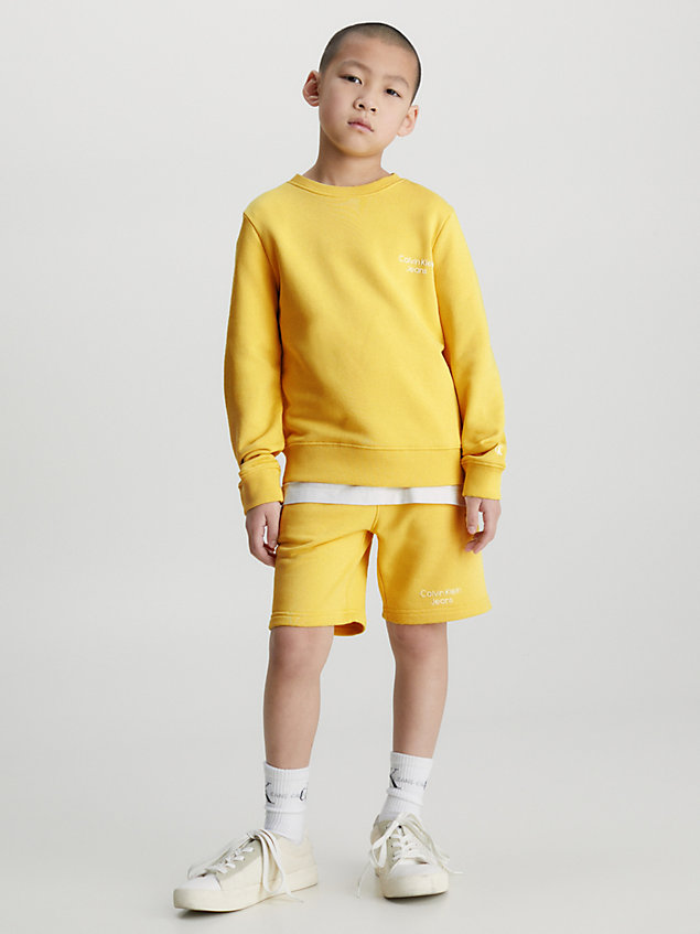 yellow cotton terry sweatshirt for boys calvin klein jeans
