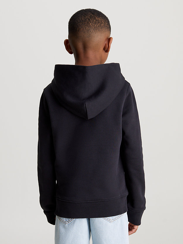 ck black cotton terry logo hoodie for boys calvin klein jeans