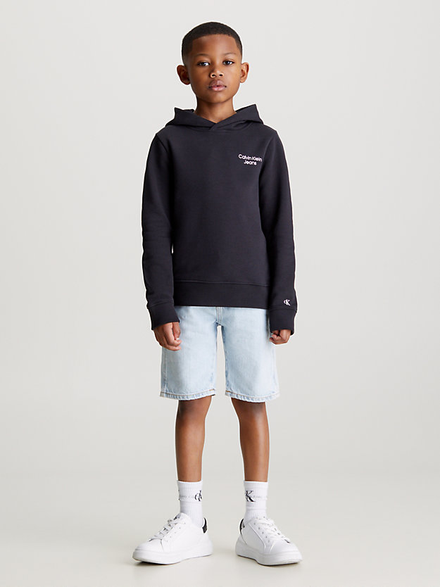 ck black cotton terry logo hoodie for boys calvin klein jeans