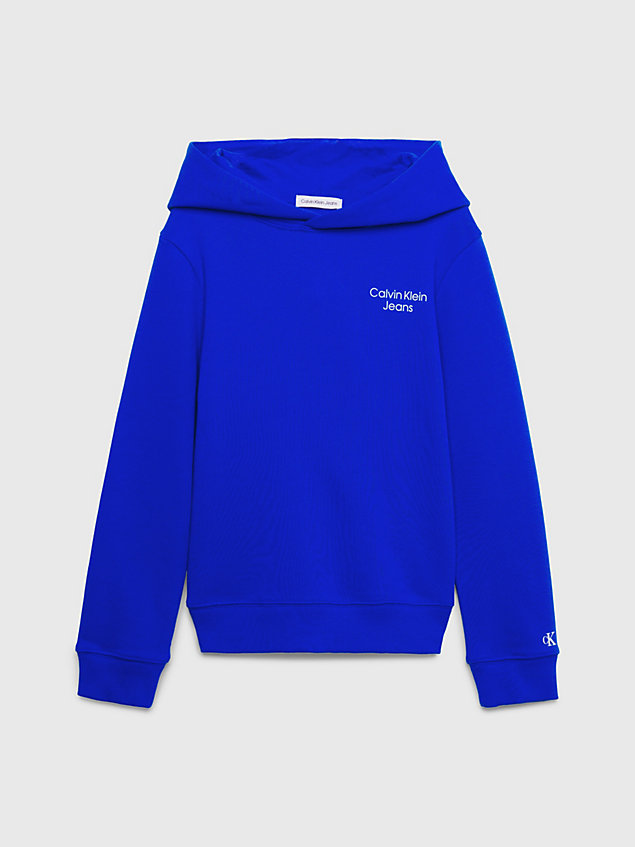 blue hoodie met logo voor jongens - calvin klein jeans