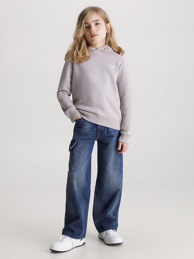 grey bluza z kapturem z bawełny dla boys - calvin klein jeans