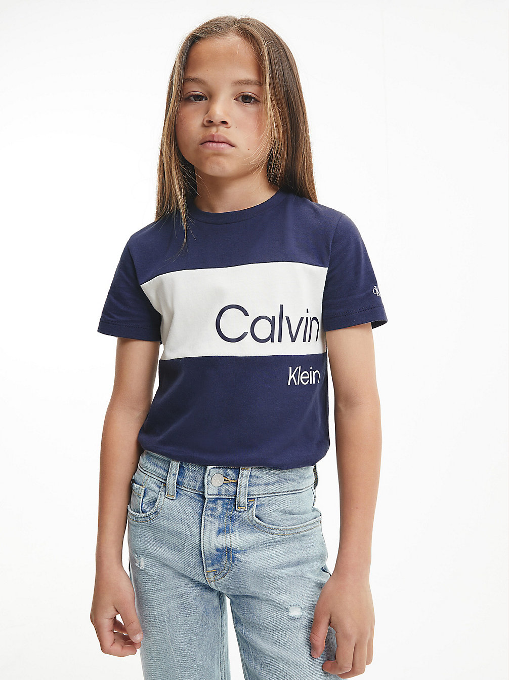 PEACOAT • Logo-T-Shirt In Blockfarben-Design undefined boys Calvin Klein