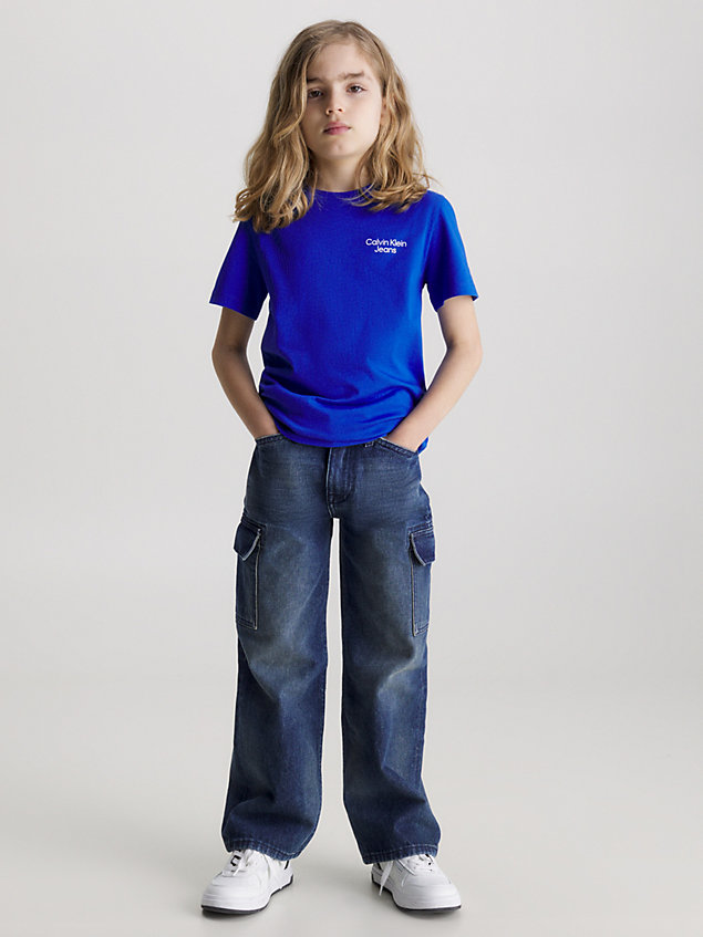 blue logo t-shirt for boys calvin klein jeans