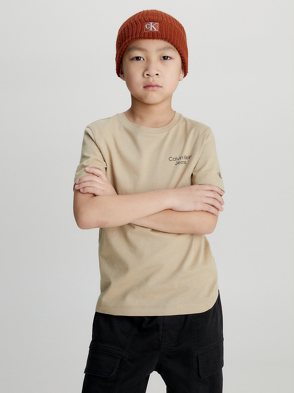 TRAVERTINE > T-Shirt Z Logo Z Bawełny Organicznej > undefined boys - Calvin Klein