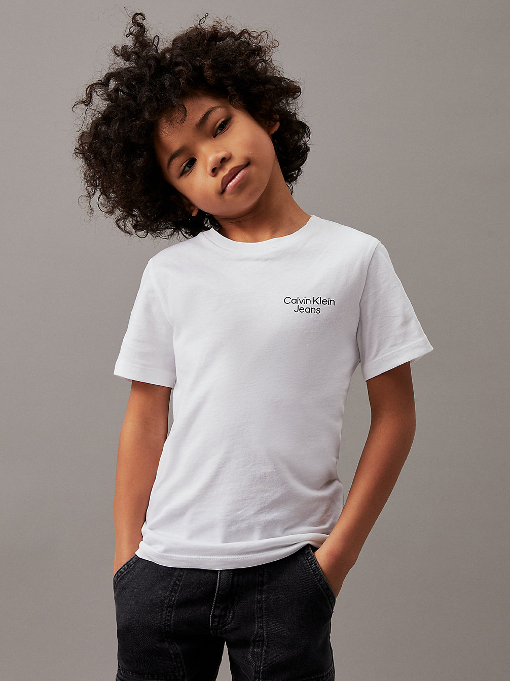 BRIGHT WHITE T-Shirt Met Logo Van Biologisch Katoen undefined jongens Calvin Klein