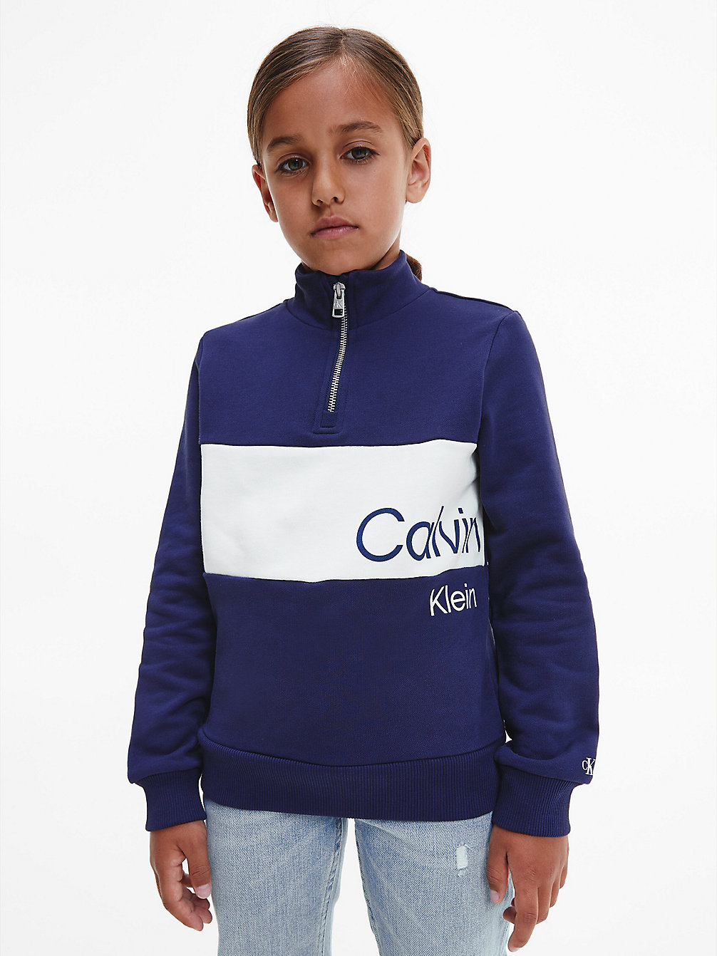 PEACOAT Logo Zipped Sweatshirt undefined boys Calvin Klein