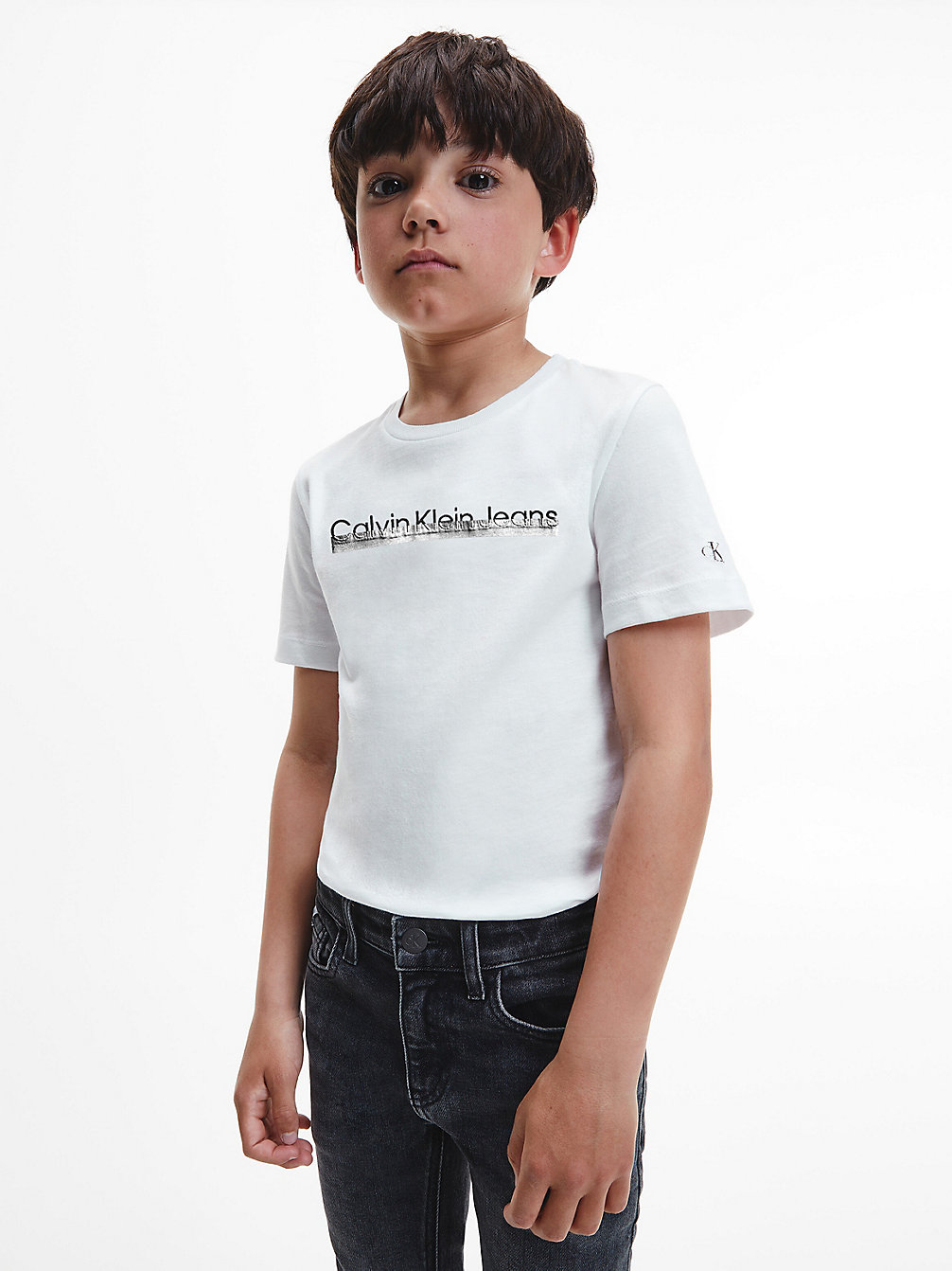Camiseta De Algodón Orgánico Con Logo Metálico > BRIGHT WHITE > undefined boys > Calvin Klein