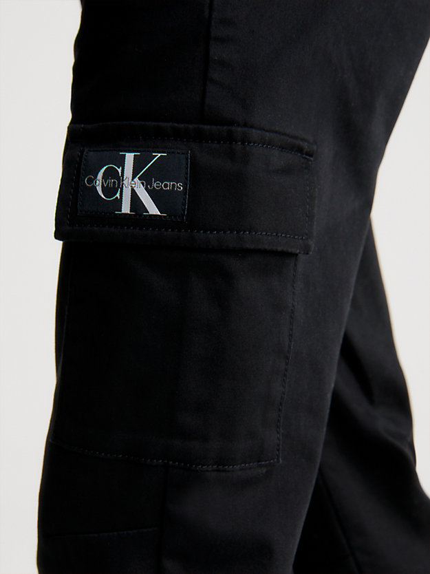 CK BLACK Satin Stretch Cargo Trousers for boys CALVIN KLEIN JEANS