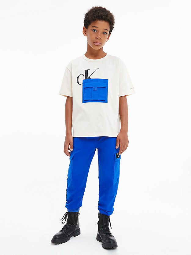 ULTRA BLUE Satin Stretch Cargo Trousers for boys CALVIN KLEIN JEANS