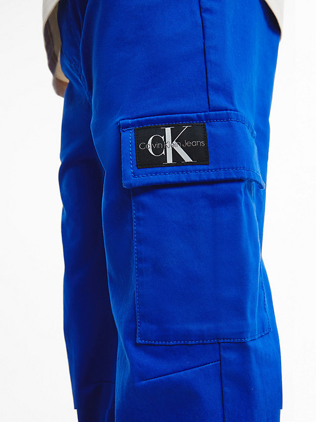 ULTRA BLUE Satin Stretch Cargo Trousers for boys CALVIN KLEIN JEANS