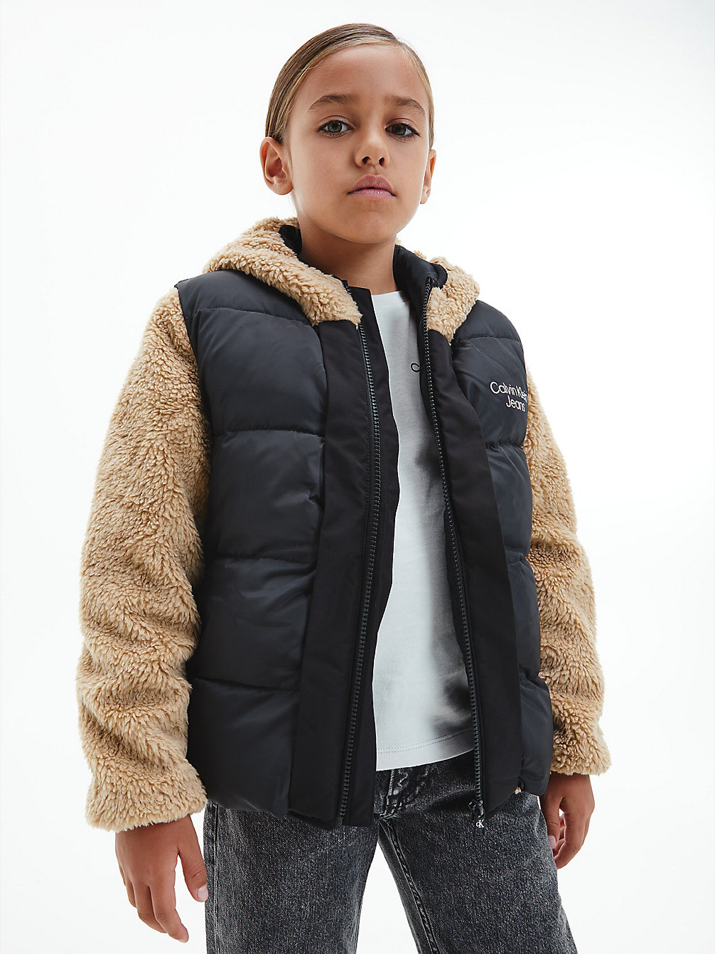 TIMELESS CAMEL Convertible Teddy Puffer Jacket undefined boys Calvin Klein