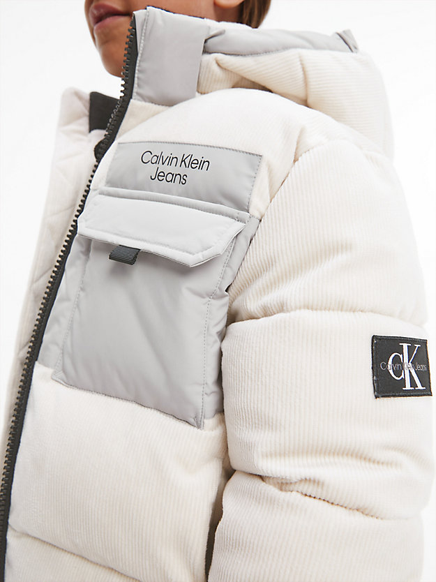 STONE GREY Corduroy Puffer Jacket for boys CALVIN KLEIN JEANS