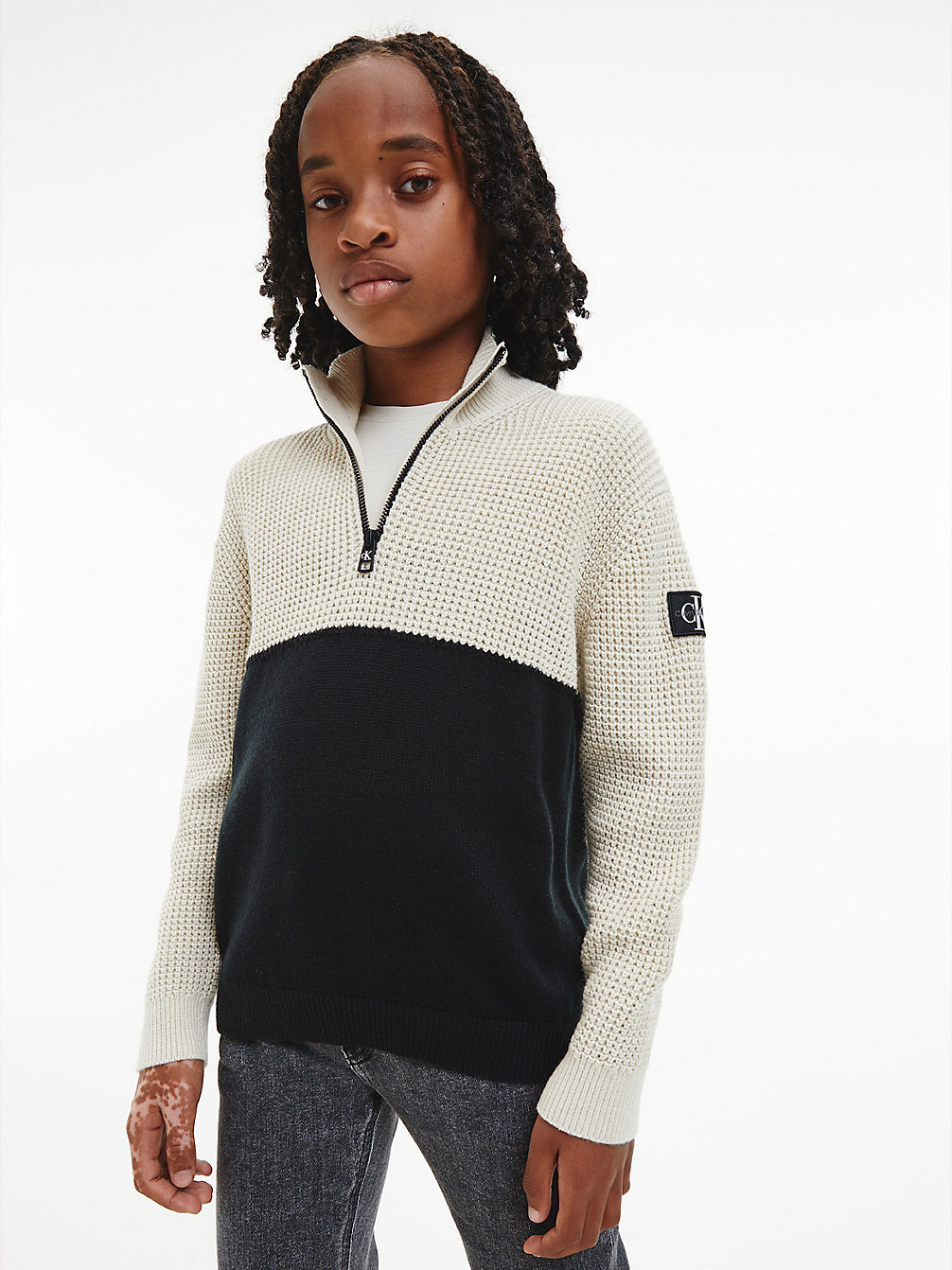 EGGSHELL Strukturierter Pullover Mit Reißverschlusskragen undefined Jungen Calvin Klein